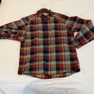 Fjallraven Fjallglim Men's Plaid Button-Down Shirt in Red, Navy, and Tan